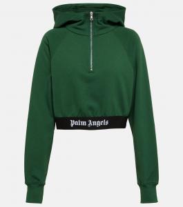 Худи из хлопкового джерси с логотипом PALM ANGELS, зеленый