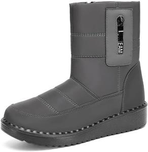 Женские зимние сапоги однотонные, модные с боковой молнией, утепленные плюшем, комфортные сапоги средней длины Hhhchpm, Grey