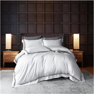 YUSIWOAL Комплект постельного белья однотонный сатинированный хлопок 600TC с вышитыми линиями Color 7