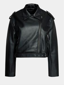 Куртка из искусственной кожи, стандартного кроя Gina Tricot, черный