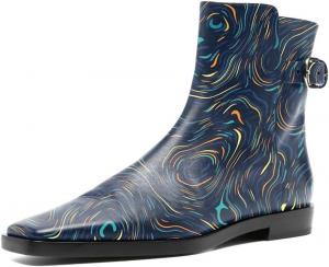 Женские балетки с закрытым носком, с ремешком и пряжкой на щиколотке, низкий каблук, короткие ботильоны, офисная деловая обувь, размеры 4-16 US Wo wagas, Starry Sky