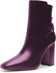 Женские ботильоны FOWT с квадратным носком, на высокой массивной платформе, боковая молния, модная обувь для нарядного образа, размеры 4-16 US, Purple