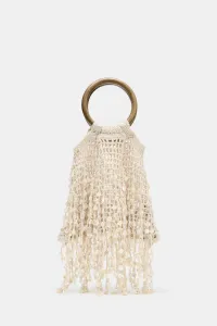 Сумка-ведро, расшитая бисером Zara, светло-бежевый