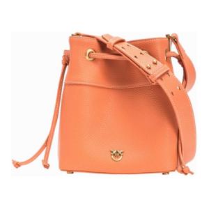 Сумка из коровьей кожи Swallow, ведро, через плечо, на плечо Medium женская Orange PINKO