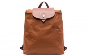 Le Pliage Зеленая отделка из коровьей кожи Рюкзак мини Женский Коричневый LONGCHAMP