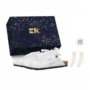 Женские сандалии с закрытым носком, противоскользящие Boldi Kuki, White-Box-Includes Socks