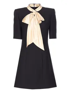 Мини-платье с короткими рукавами и бантом Valentino Garavani, черный
