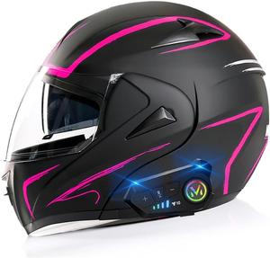 Шлем мотоциклетный BYGMW Bluetooth M с принтом, черный