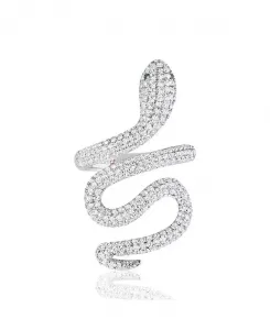 Кольцо Suzy Levian из стерлингового серебра с кубическим цирконием в форме дикой змеи Suzy Levian New York, silver