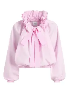 Блузка с объемными рукавами и оборками PATOU, розовый