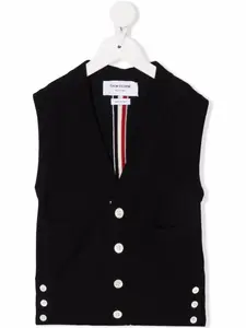 Шерстяной жилет на пуговицах Thom Browne Kids, синий