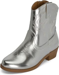 СТИЛЬНЫЕ S CHANCHITO-K ~ вестерн-ботильоны с невысоким каблуком, заостренным носком и боковой молнией STYLISH S, Silver