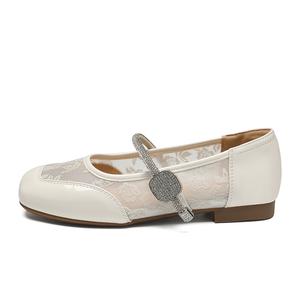 ZHR Туфли Мэри Джейн женские бежевые, серебристые