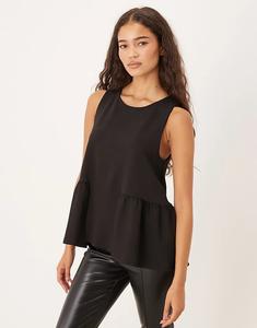 Топ без рукавов Gina Tricot с баской черного цвета