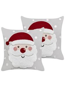 Beliani Комплект из 2 декоративных подушек SWEETENER в серо-бело-красной цветовой гамме