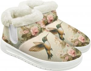 Женские пушистые зимние сапоги для снега, утепленные флисом, удобные, теплые, водоотталкивающие, для женщин и мужчин Cugasmaru, Hummingbird Flower