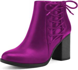 Женские утепленные ботильоны YDN с толстым каблуком, на щиколотку, Челси с шнуровкой/ремешками с пряжкой и молнией, повседневная обувь для осени и зимы, размеры 4-15 US, Purple