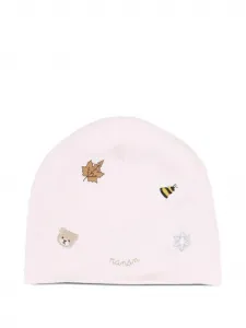 Шапка с вышитым мотивом NANAN, розовый