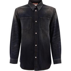 Джиновая рубашка с длинными рукавами и воротником Acne Studios, темно-синяя