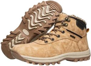 Мужские зимние походные ботинки, водонепроницаемые утепленные ботинки с плюшевой подкладкой и нескользящей подошвой - популярная обувь для активного отдыха и повседневной носки Hhhchpm, хаки