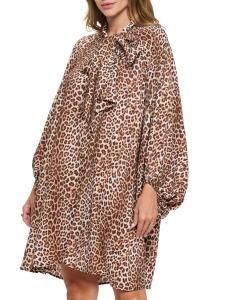 Мини-платье с леопардовым принтом и рукавами-епископами Renee C., цвет Mocha