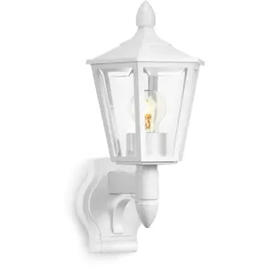 Настенный уличный светильник L 15 с цоколем E27, вручную включаемый и выключаемый, фонарь, фасадный светильник Steinel, белый