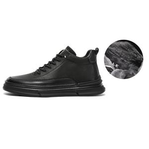 Тёплые высокие кроссовки для скейтборда 3,5 см мужские чёрные BELLE, с меховой подкладкой