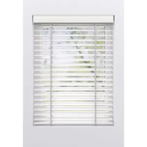 Моя домашняя жалюзи Alexia с возможностью свободного подвеса без сверления из бамбука с ламелями 50 мм, управление с помощью шнура. My Home, белый