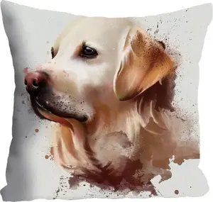 Queence декоративная подушка "Золотой ретривер", чехол на подушку без наполнения, 1 шт 40х40 см, цвет bunt + bedruckt