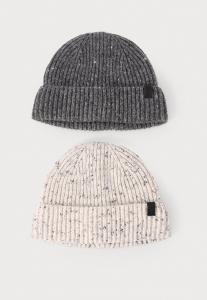 Шапка Pier One UNISEX 2 PACK, Dark Grey/Off-White/Dark Grey