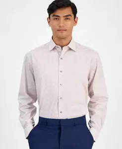 Мужская классическая рубашка Regular-Fit с микроузором и 4-сторонним стрейтч, созданная для Macy's Alfani, красный