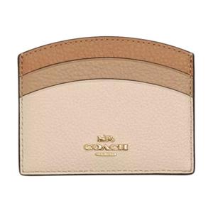 COACH Кожаный визитник мини для женщин бронзовый и слоновой кости разноцветный, Bronze & Ivory Multicolor