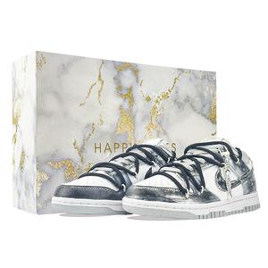 Nike Кроссовки для скейтборда unisex Dunk Titanium Age с амортизацией, износостойкие низкие черные белые серебристые