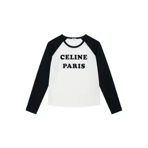 Футболка с длинным рукавом и круглым вырезом CELINE, белый