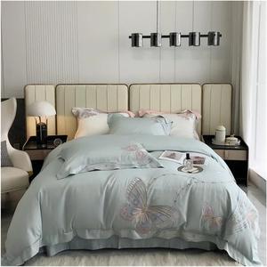 ZOCWJK Комплект постельного белья белый розовый пэчворк с вышивкой бабочки хлопковый