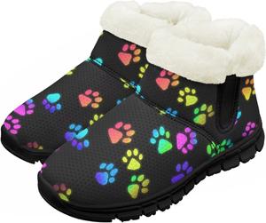 Детские зимние сапоги теплые водонепроницаемые снежные сапожки с меховой подкладкой для мальчиков и девочек, малыш/маленький ребенок/старший ребенок Pzuqiu, Rainbow Dog Paw
