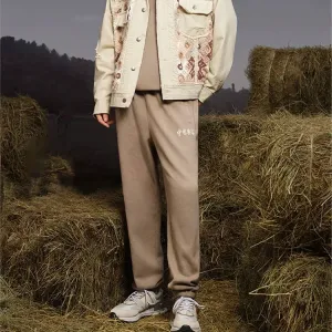 Li-Ning Knitted Sweatpants Unisex Pottery Clay Brown Moderate Cuffed Pants