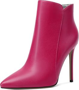 Женские ботильоны Soireelady на шпильке, с закрытым носком, высокие каблуки, ботильоны с молнией, элегантные ботинки на каблуке для осени и зимы, Matte Hot Pink