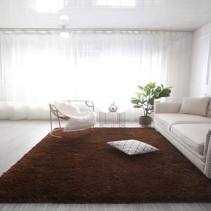 Budis Ковер 80х160 см для спальни/гостиной, Modern Light Luxury, с длинным ворсом, плотный плюш, полное покрытие, цвет Coffee [Silk Wool]