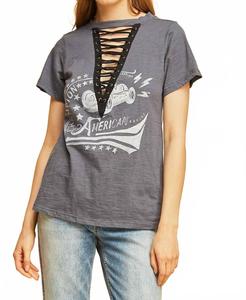 Графическая футболка со шнуровкой в цвете уголь Entro, Charcoal