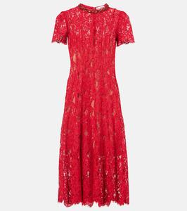 Платье-миди в сеточку с декором Self-Portrait, красный