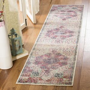 Ковер-дорожка SAFAVIEH, 61 x 244 см, Merlot Collection, Cream & Multi, дизайн в стиле бохо-шик с эффектом потертости, не линяет и прост в уходе, идеален для помещений с высокой проходимостью в гостиной, спальне (MER121A)