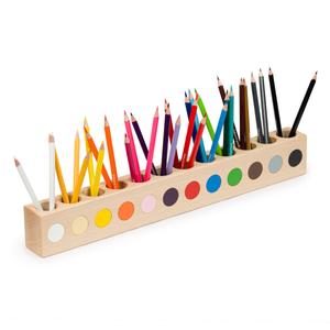 Деревянный контейнер для цветных карандашей для детей Монтессори Сортировщик для мелков и фломастеров для детей 12 цветов Монтессори Эко Деревянный настольный органайзер Сортировщик для цветных карандашей Obubu