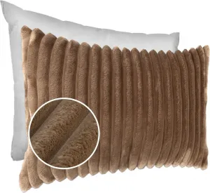 Декоративная подушка LILLI BIG CORD велюровая на молнии 30x50 см, однотонная, цвет UNI бежевый, подушка для дивана, простая в уходе