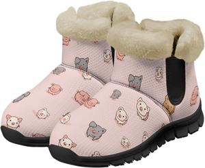 Женские зимние сапоги Jeiento Cartoon Pig с теплой внутренней отделкой, уютные обувь для женщин, Cartoon Pig -Pink