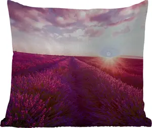 Подушка для улицы - Лаванда - Цветы - Франция - 40x40 см - Водонепроницаемая - Подушка для отдыха - Подушка - Внутренняя обивка с изображением MuchoWow