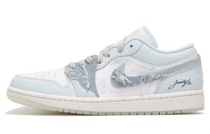 Air 1 устойчивые к истиранию низкие баскетбольные кроссовки Vintage Unisex Jordan, светло-голубой