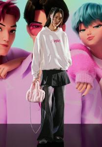 Худи Bershka KPOP DEMON HUNTERS HUNTRX PRINT, Beige