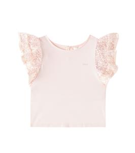 Топ из хлопкового джерси с пайетками Chloé Kids, Petal Pink