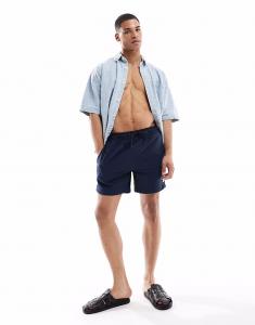 Потертые шорты для плавания из темно-синего сирсакера Threadbare